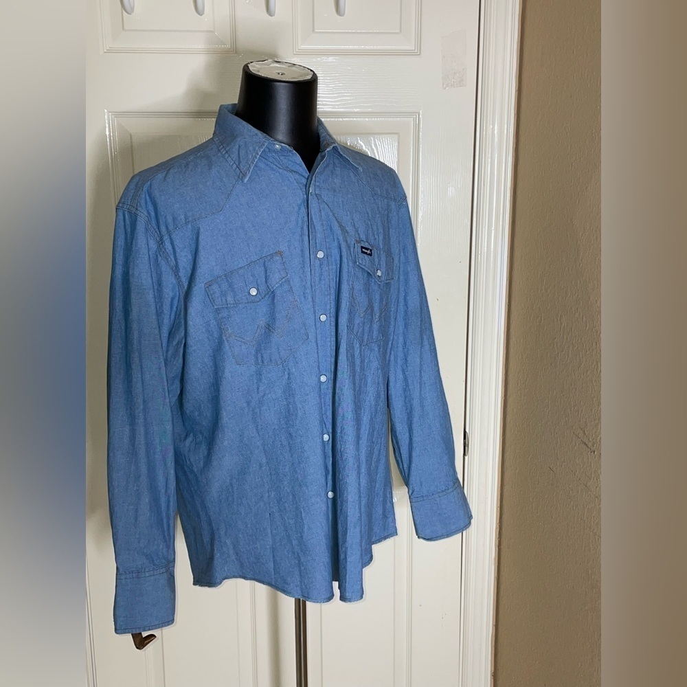 Vintage Wrangler Shirt Jean Mens Size XXL Denim Pearl Snap Western Cowboy​​​​​